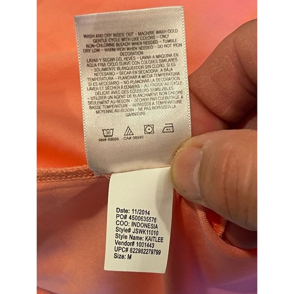 Jessica Simpson Women Lace Mini Dress Cutout Front Keyhole Peach Size Medium - Picture 11 of 11